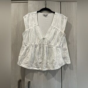 NEXT Petite White Embroidered Peasant Top 100% Cotton‎ Size 8P